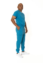 Turquoise V-Neck + Jogger Pants (Unisex)