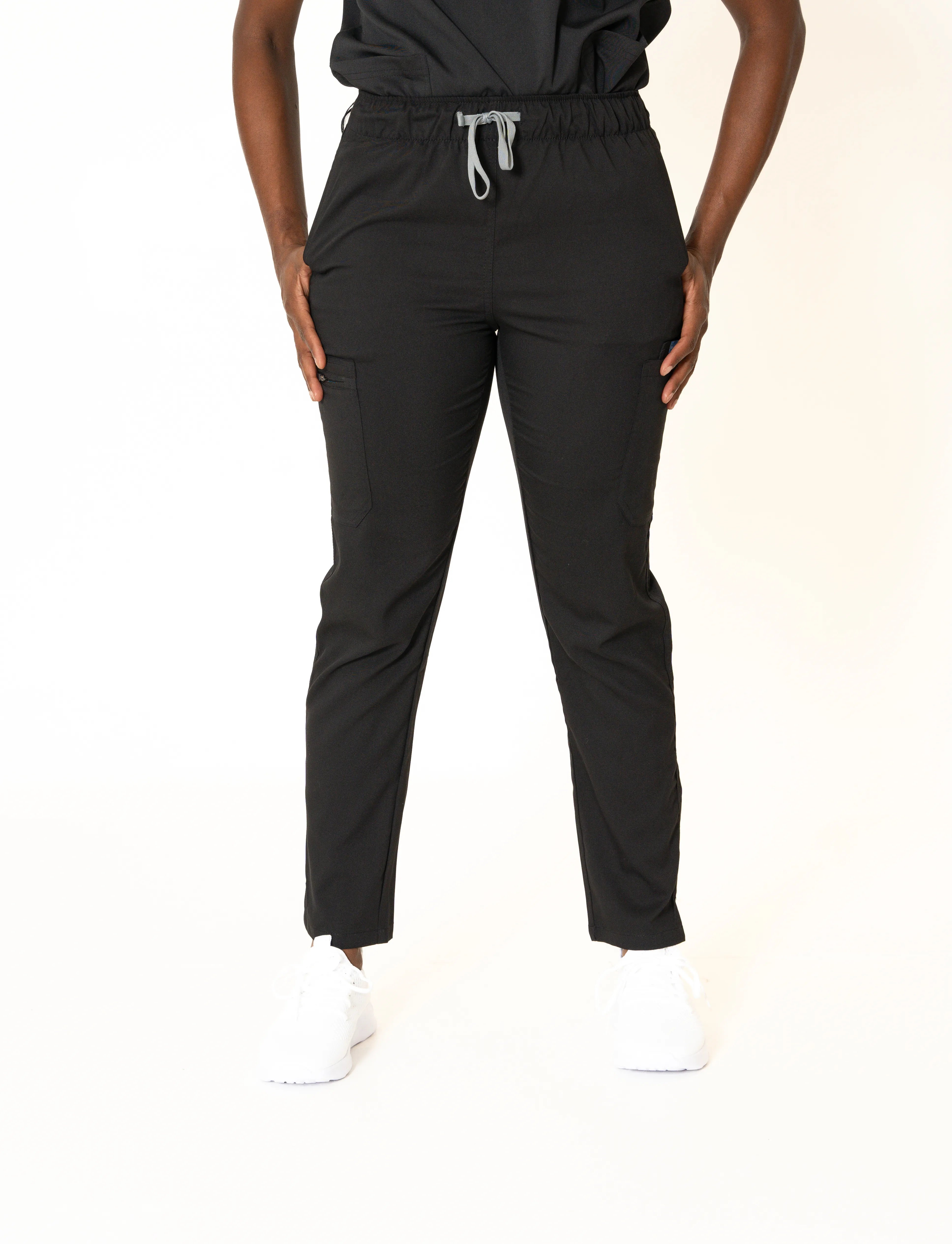 Black V-neck + Flare leg pants (Unisex)