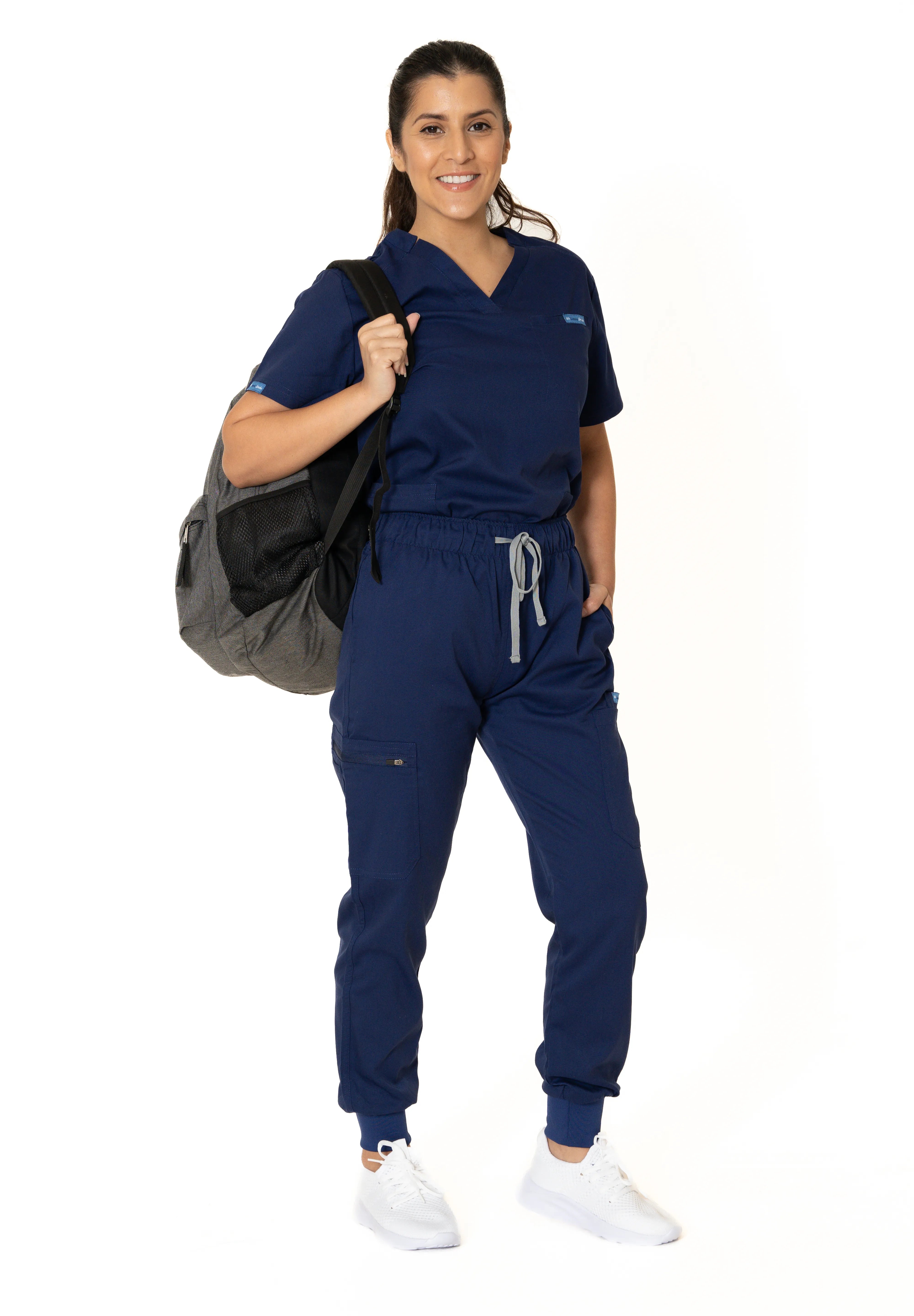 Navy blue V-Neck + Jogger Pants (Unisex)