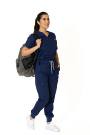 Navy blue V-Neck + Jogger Pants (Unisex)