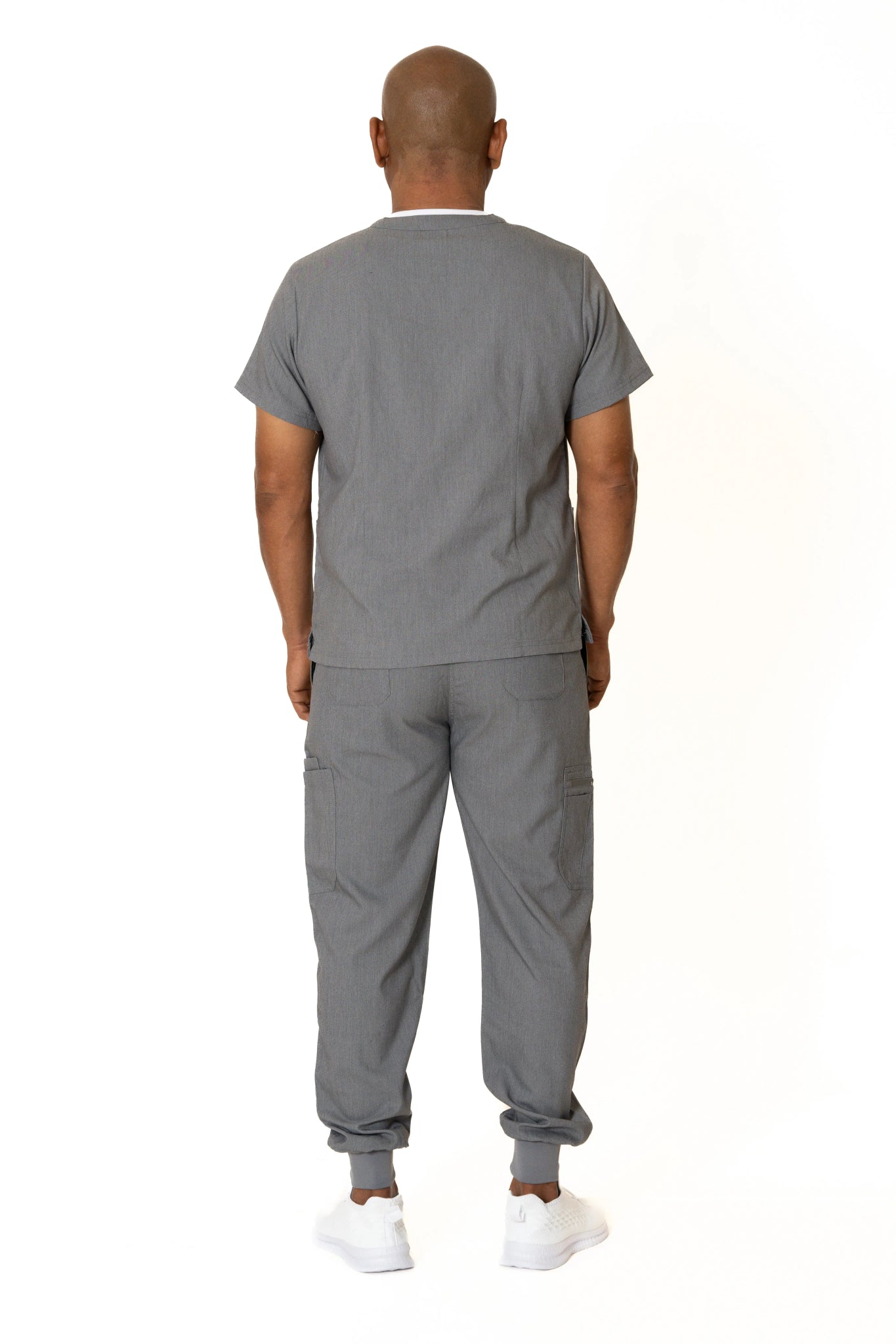 Heather gray V-Neck + Jogger Pants (Unisex)