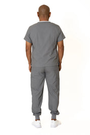 Heather gray V-Neck + Jogger Pants (Unisex)