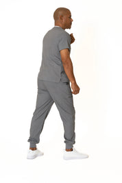 Heather gray V-Neck + Jogger Pants (Unisex)