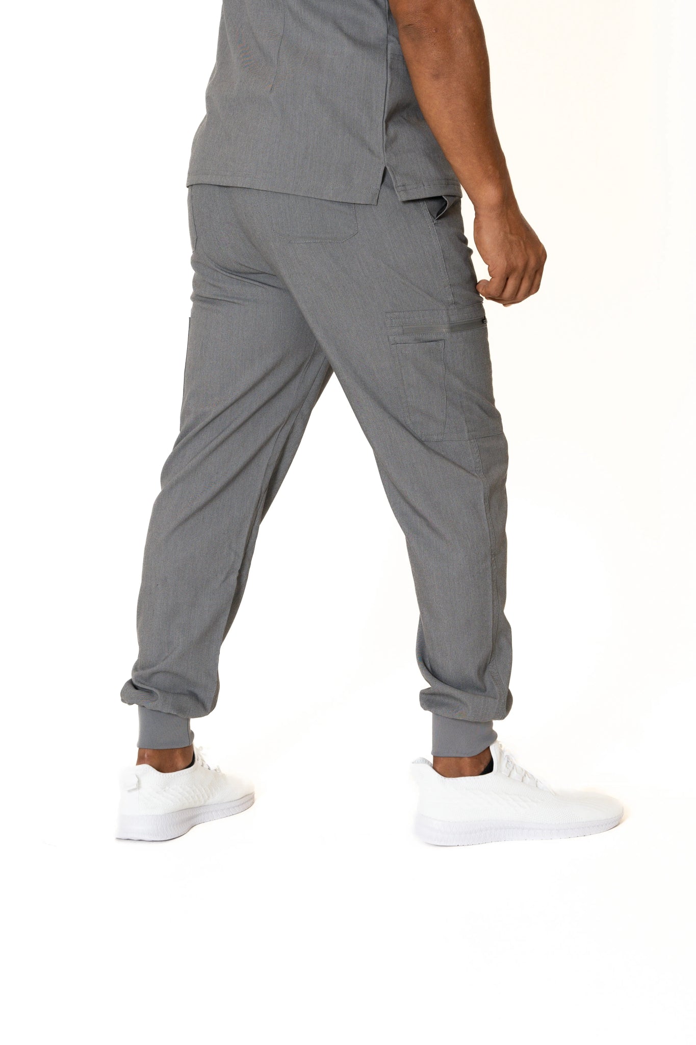 Heather gray V-Neck + Jogger Pants (Unisex)