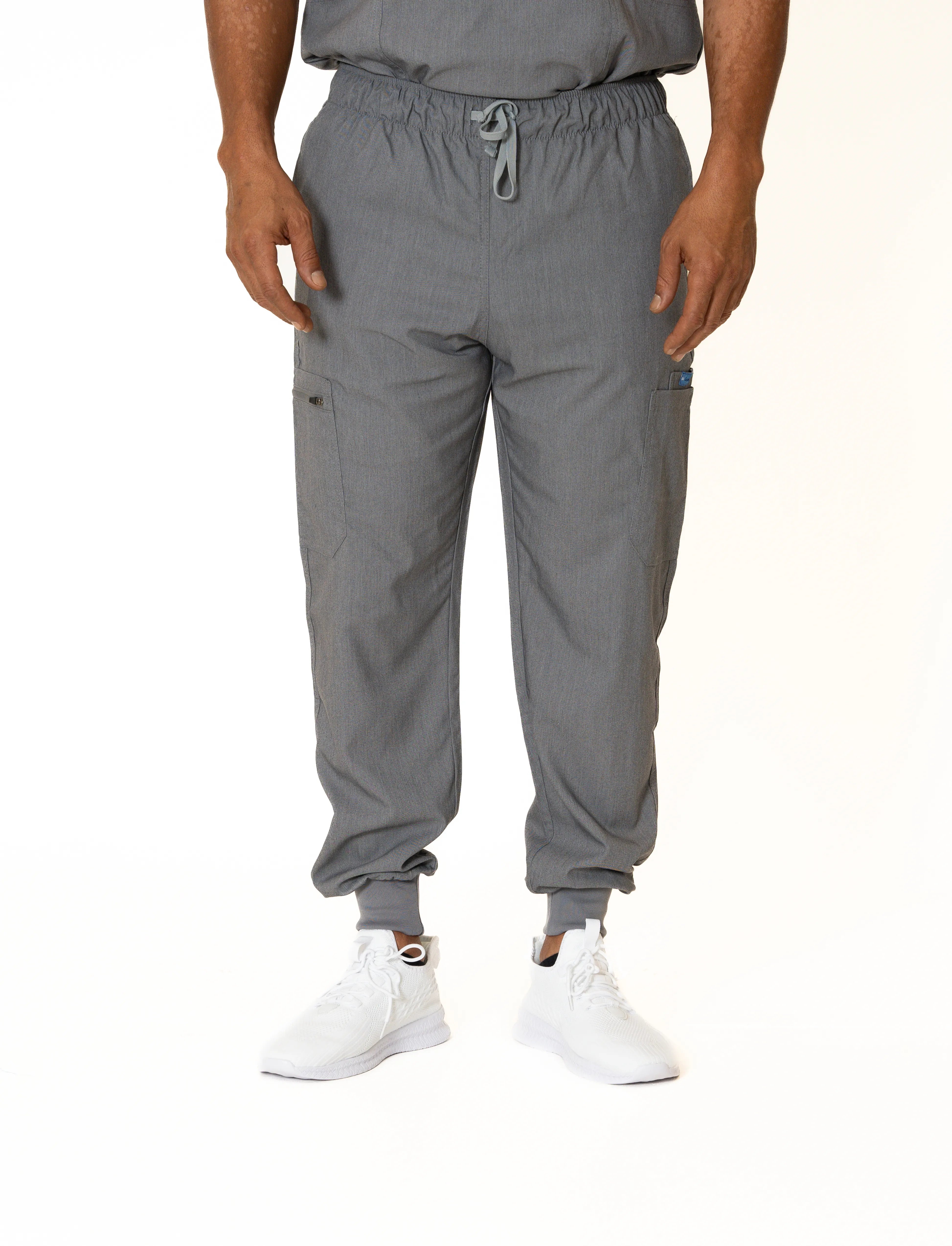 Heather gray V-Neck + Jogger Pants (Unisex)