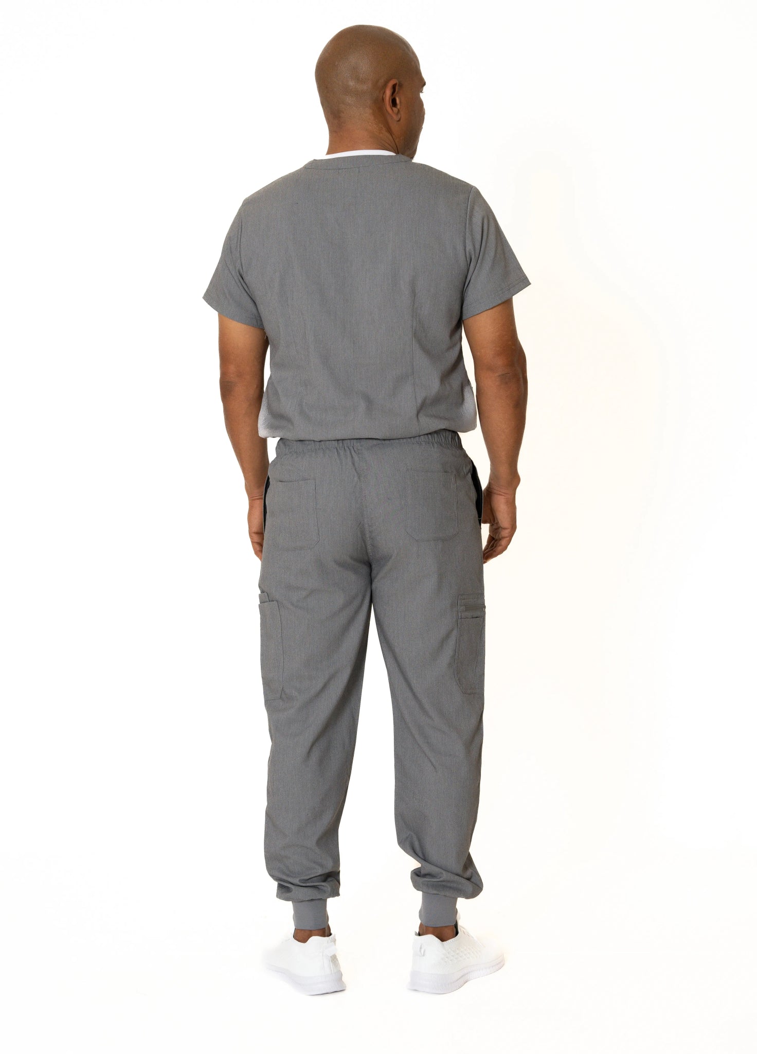 Heather gray V-Neck + Jogger Pants (Unisex)