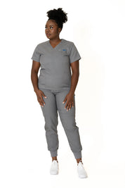 Heather gray  V-Neck + Jogger Pants (Unisex)