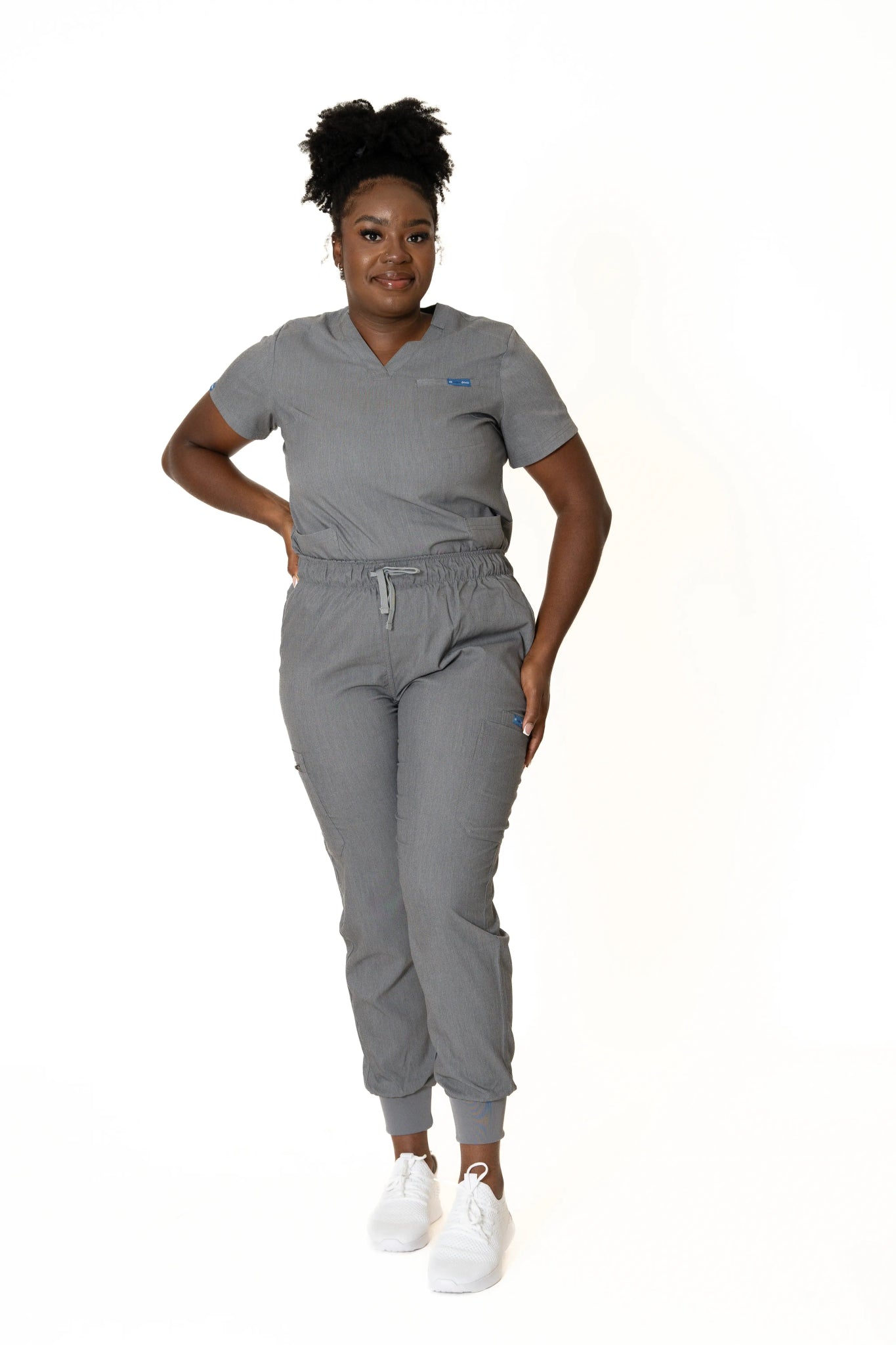 Heather gray  V-Neck + Jogger Pants (Unisex)