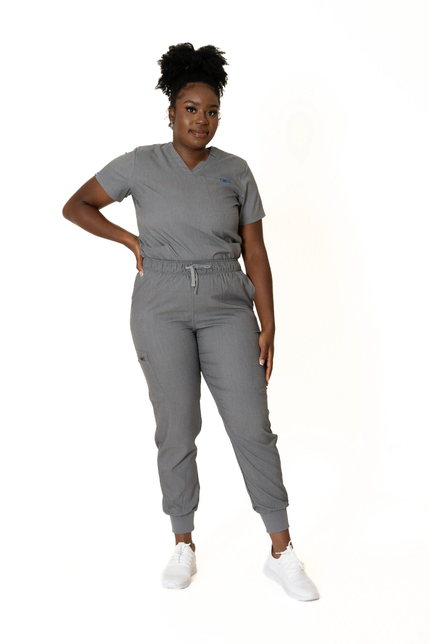 Heather gray  V-Neck + Jogger Pants (Unisex)