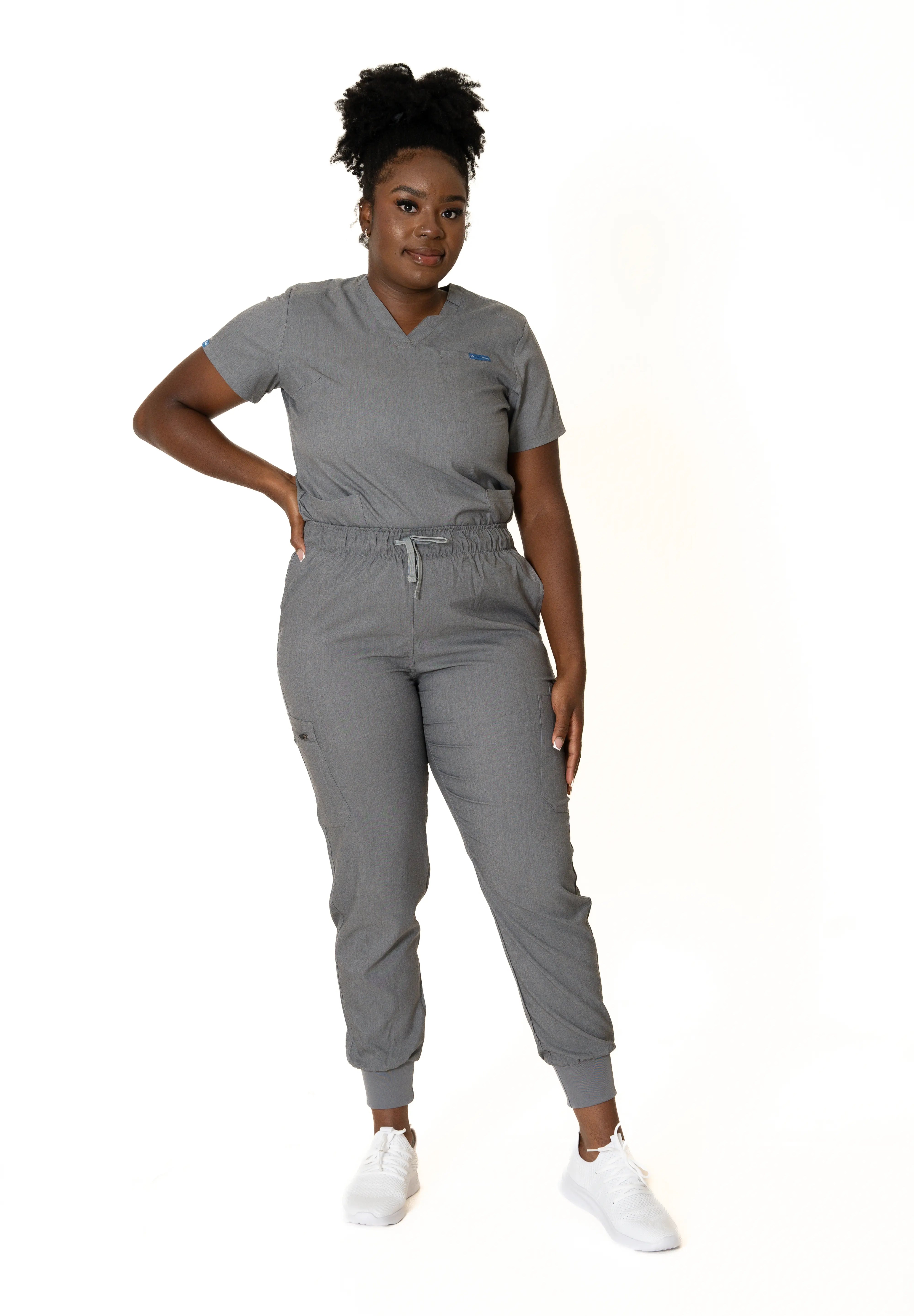 Heather gray  V-Neck + Jogger Pants (Unisex)