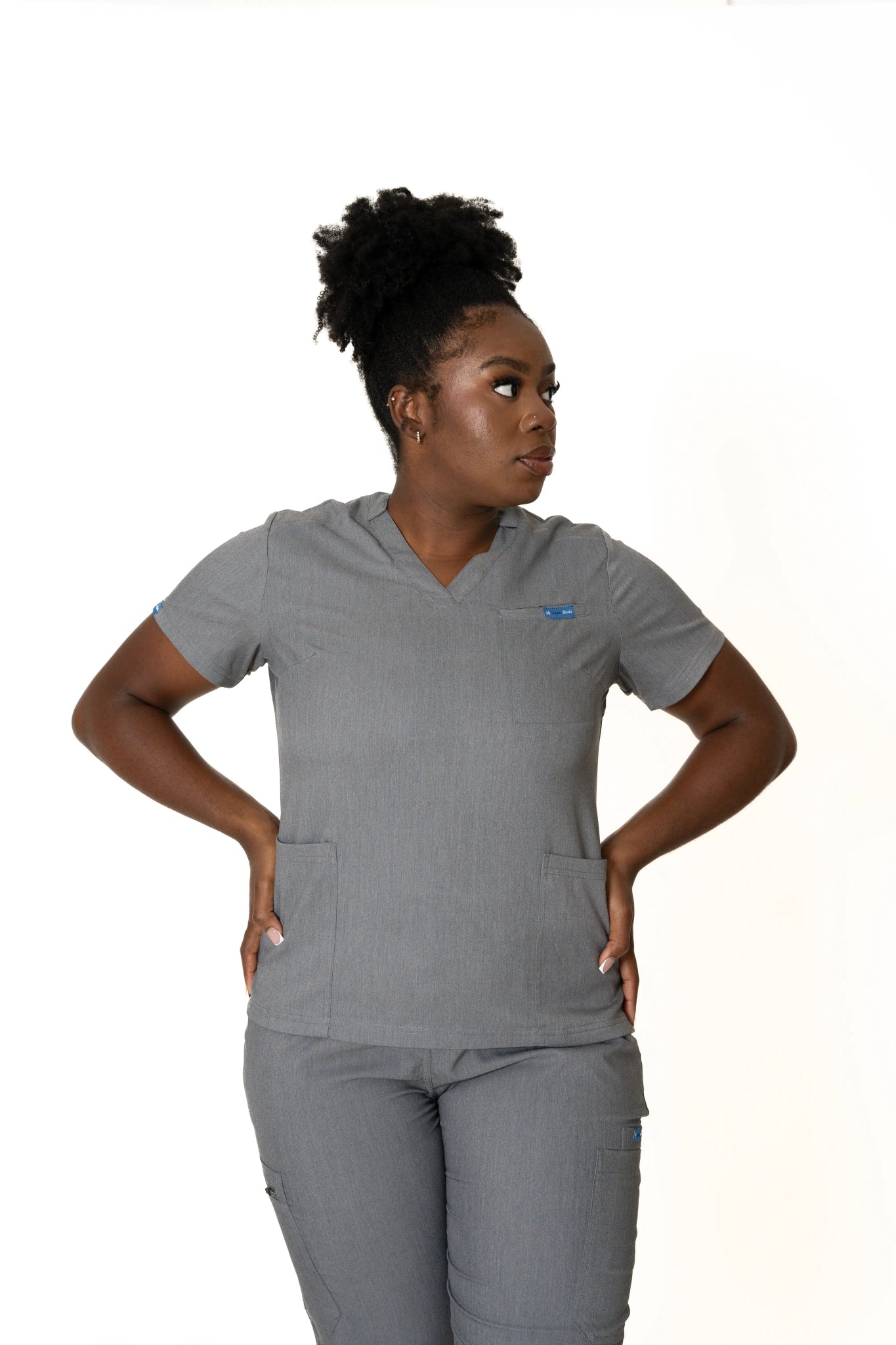 Heather gray  V-Neck + Jogger Pants (Unisex)