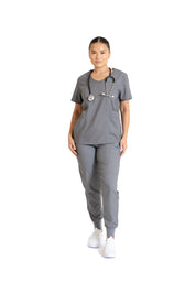 Heather gray Round neck + Jogger Pants