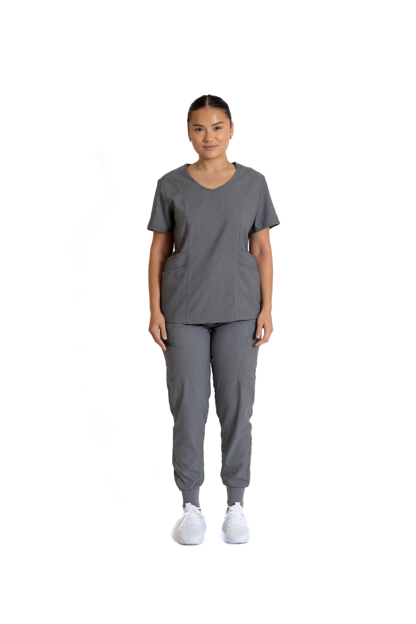 Heather gray Round neck + Jogger Pants