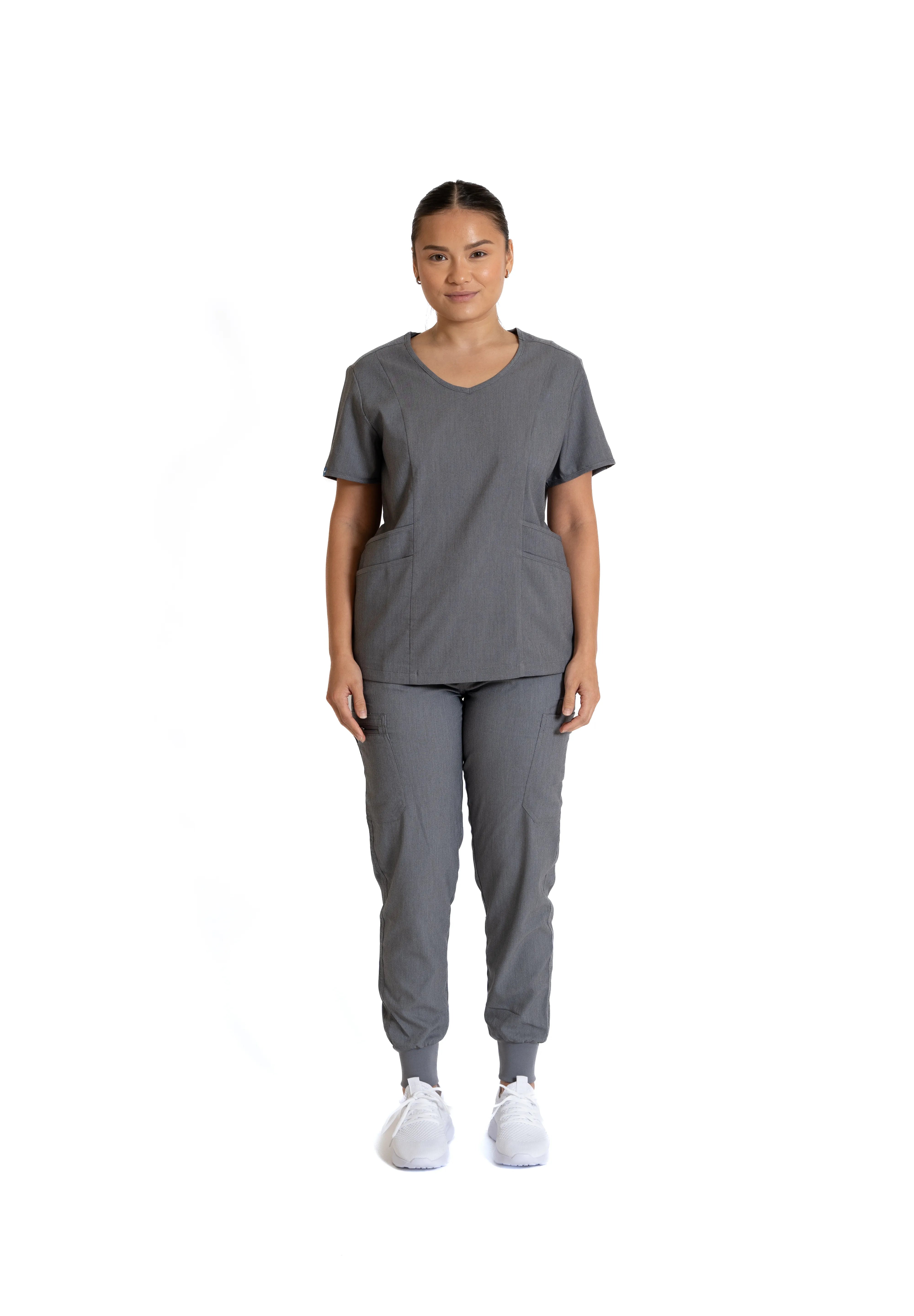 Heather gray Round neck + Jogger Pants