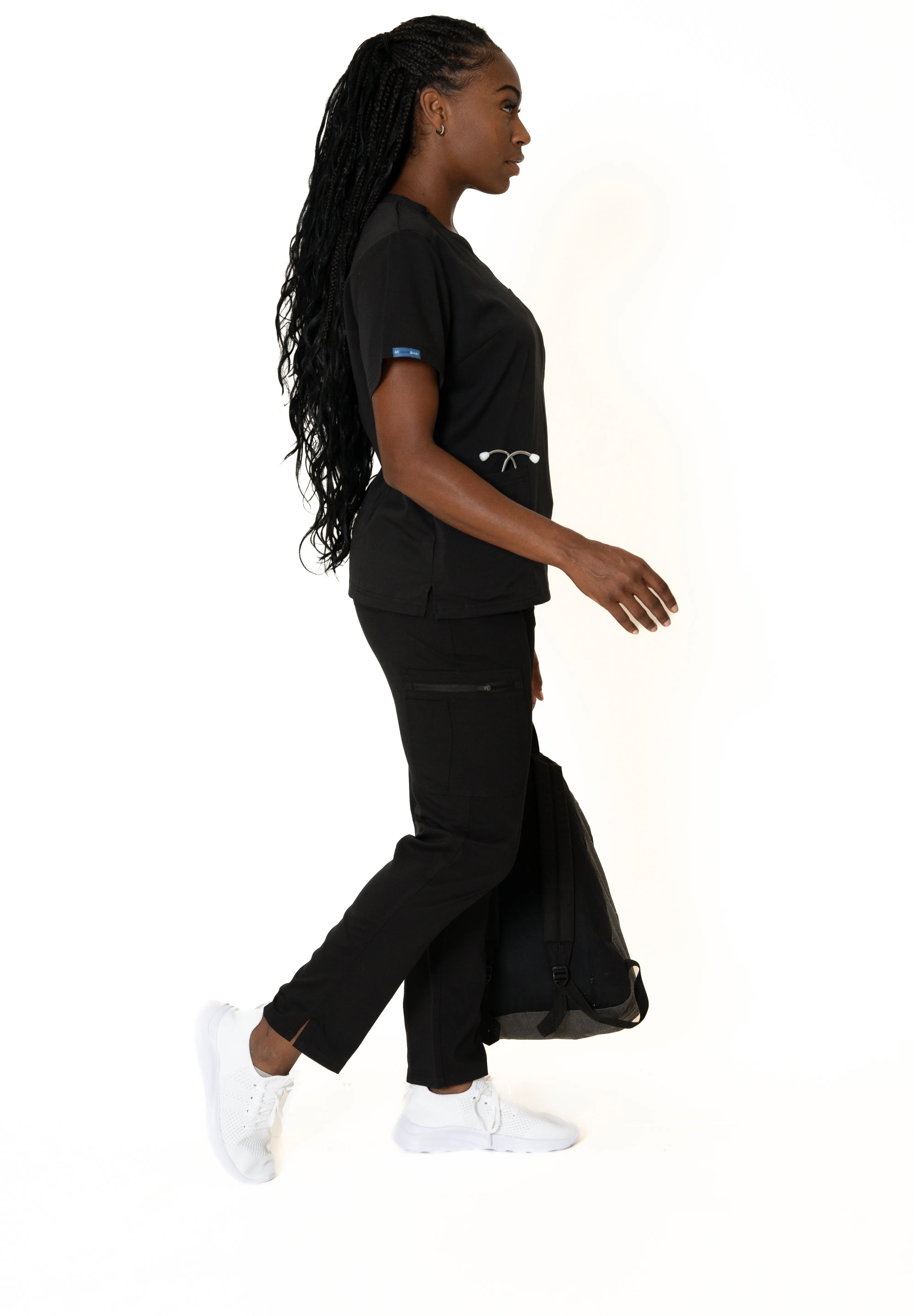 Black V-neck + Flare leg pants (Unisex)