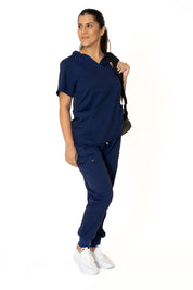 Navy blue V-Neck + Jogger Pants (Unisex)