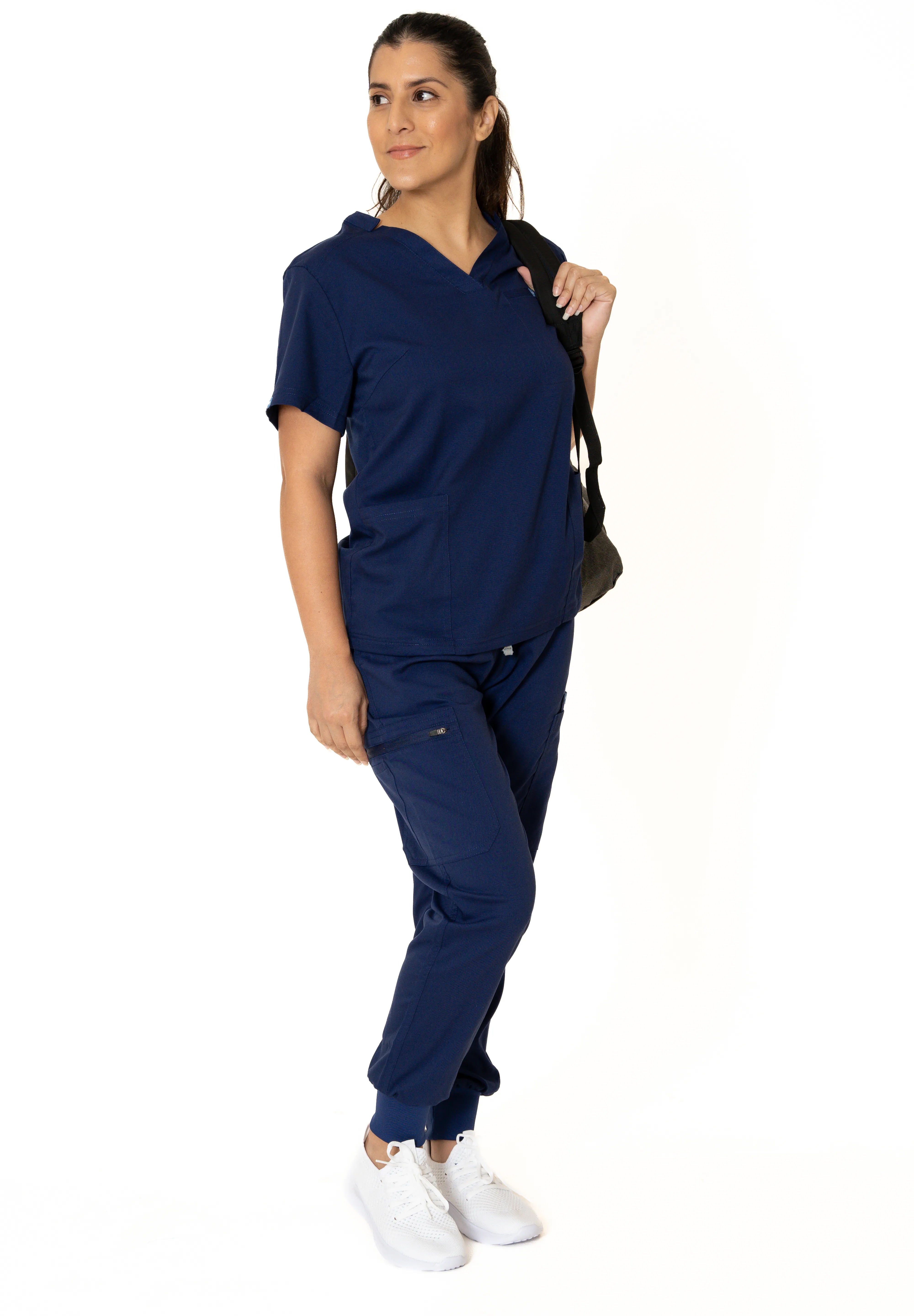 Navy blue V-Neck + Jogger Pants (Unisex)